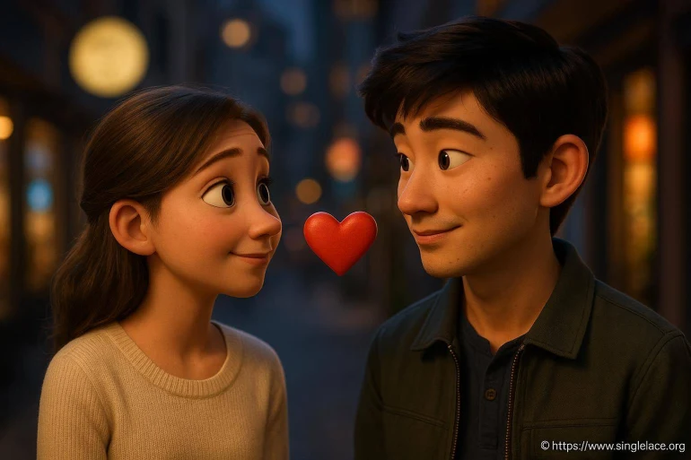 Jeune couple animé échangeant un regard amoureux