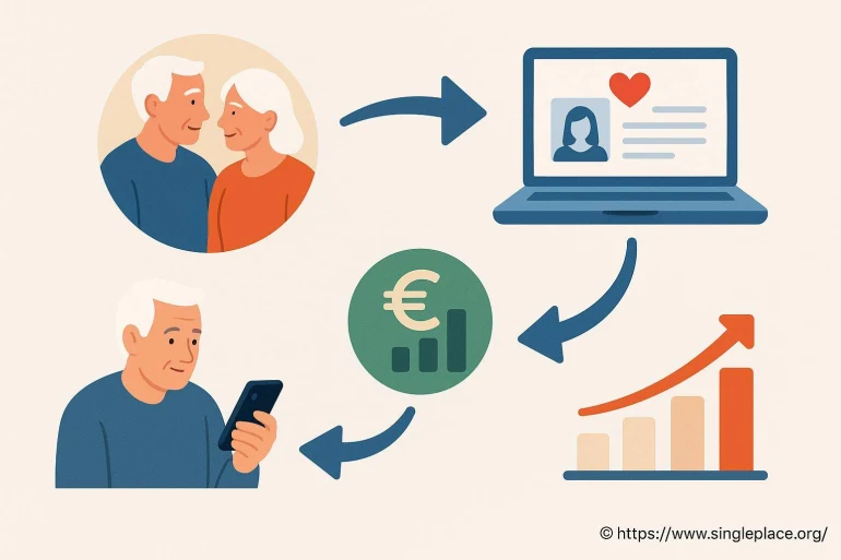 Seniors utilisant site de rencontres en ligne
