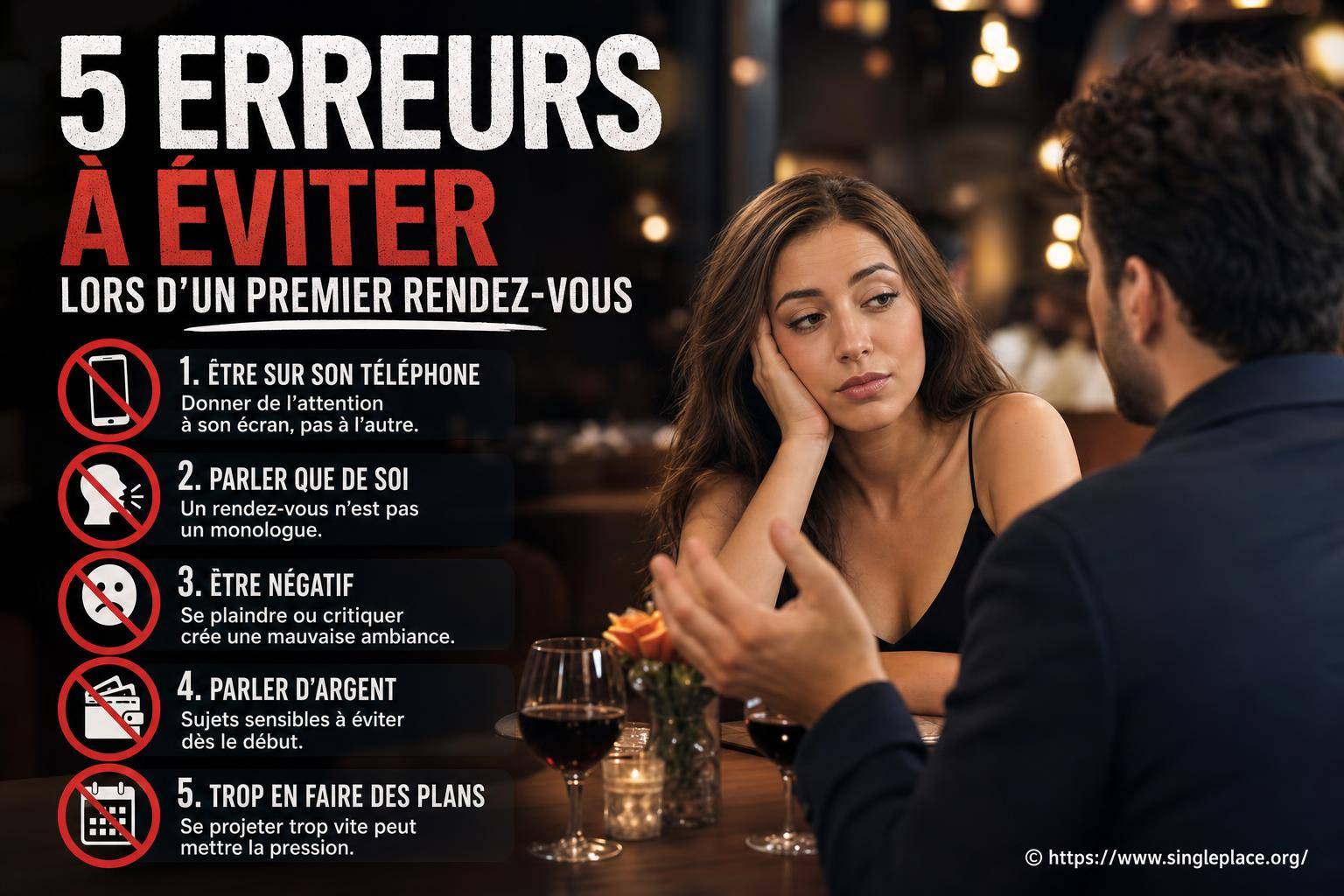5 erreurs à éviter lors d’un premier rendez-vous pour réussir votre rencontre